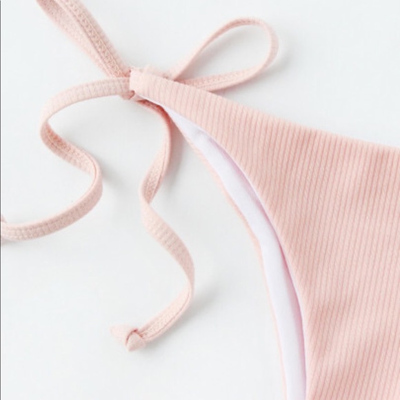 🆕Blush pink knot front tie ribbed bikini set - Picture 2 of 7